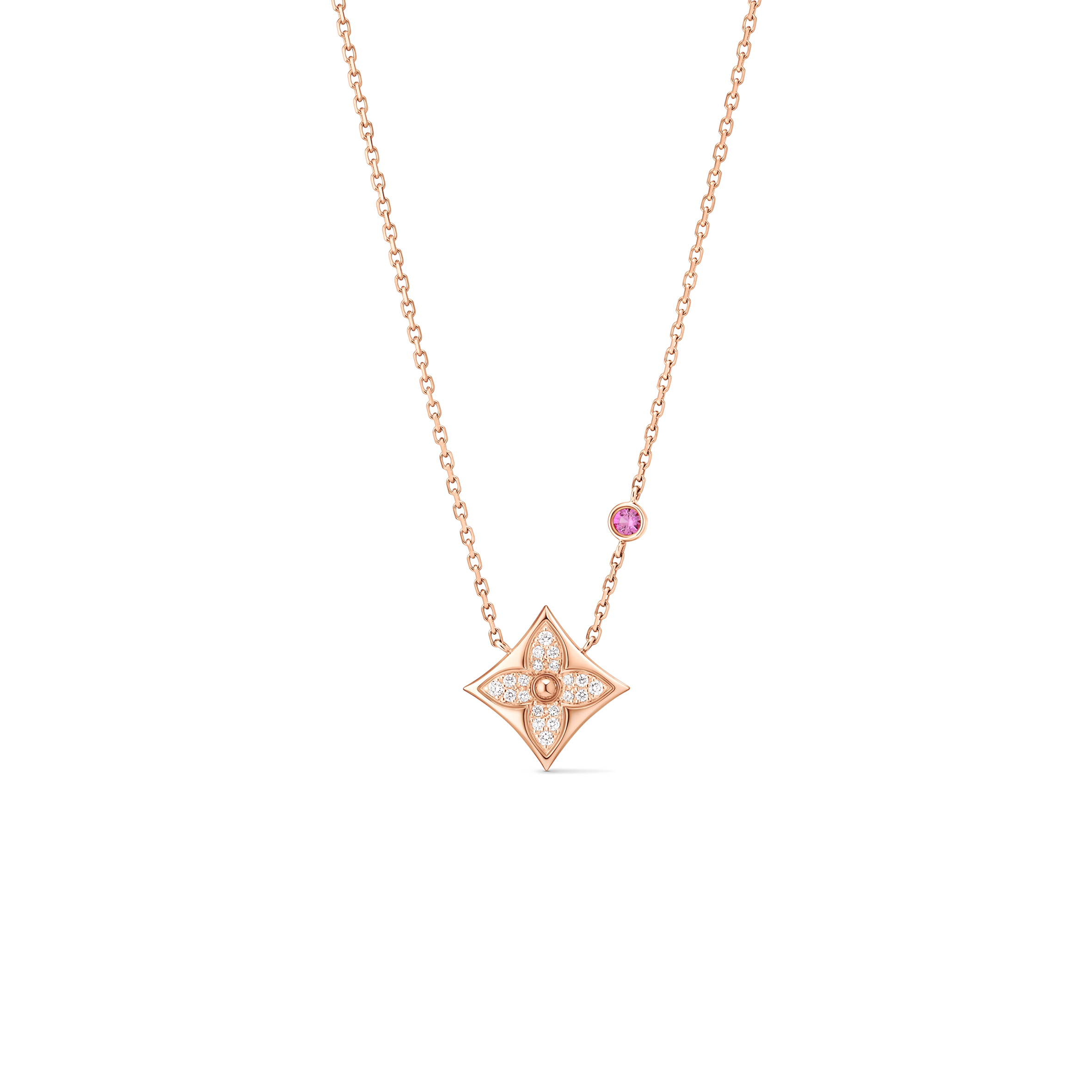 l**is v*t*n color blossom qixi limited edition bb star pendant, pink gold, pink sapphire and Di*m*nds q03274